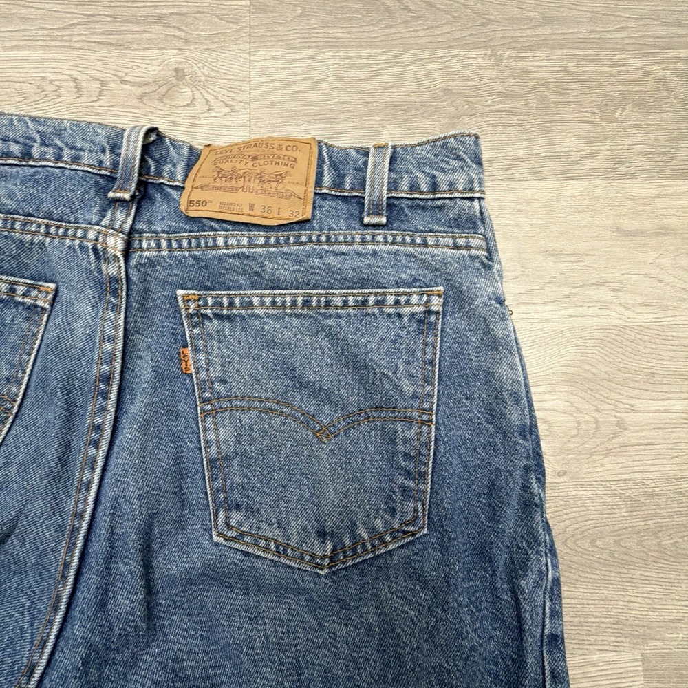 Vintage Levi's 550 Orange Tab Jeans Mens 35x32 USA Relaxed Tapered Medium Wash - Picture 5 of 14